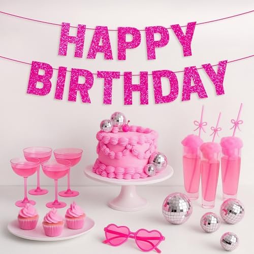 Prestrung Happy Birthday Banner with Glitter