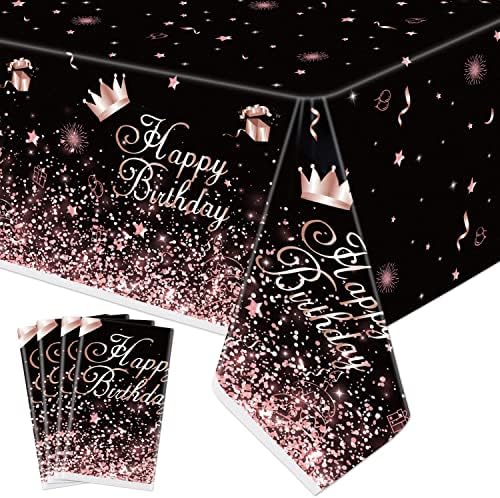 Black Rose Gold Tablecloth Pack of 4 for Birthday Party