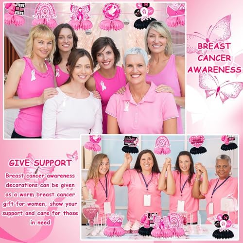 JULMELON Breast Cancer Awareness Honeycomb Centerpieces 8PCS