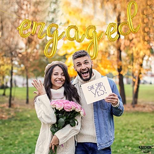 KatchOn Cute Gold Engagement Balloons Letters 10 Feet
