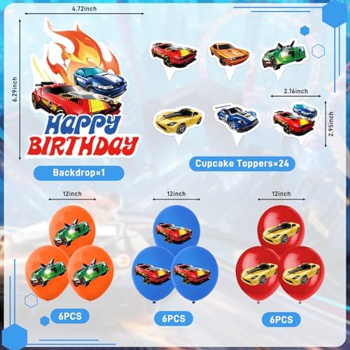 51 Pcs Racing Car Party Decorations for Kids Birthday