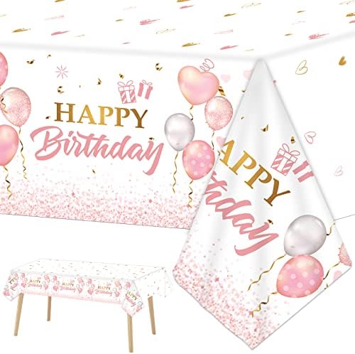 3 Pieces Pink Rose Gold Tablecloth for Birthday Parties
