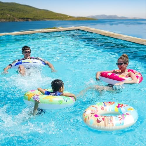 Parentswell 6PCS Big Pool Floats Tubes with Swim Rings and Beach Balls