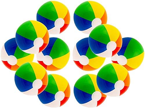 12 Rainbow Colored Inflatable Beach Balls 12 Pack