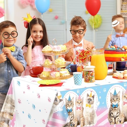 4 Pcs Cat Themed Tablecloth Set for Parties