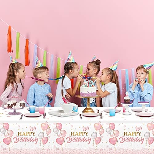 3 Pieces Pink Rose Gold Tablecloth for Birthday Parties