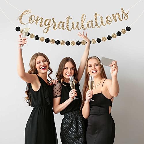 Pre-Strung Gold Glitter Congratulations Banner - 6 ft Strand