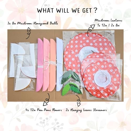 Mushroom and Flower Party Decor Set