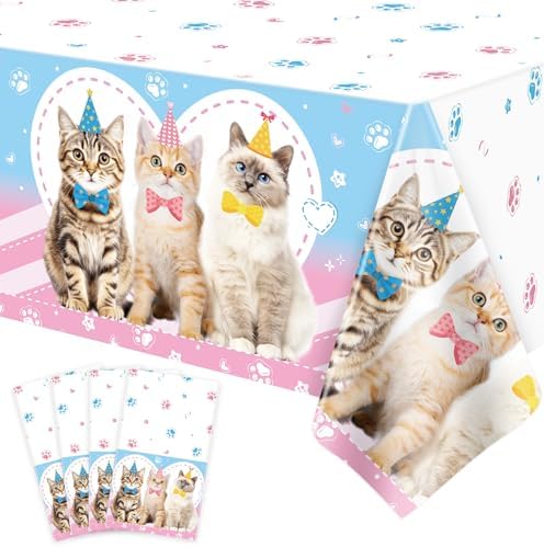 4 Pcs Cat Themed Tablecloth Set for Parties