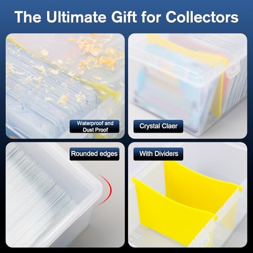 UNAOIWN 4 Pack Card Storage Boxes with Dividers