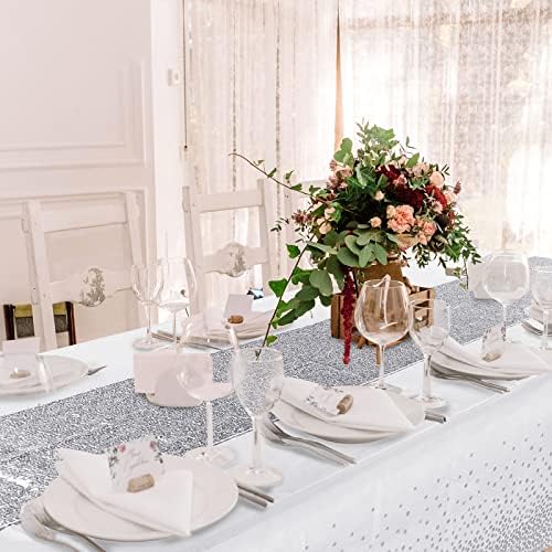 Irenare Tablecloth and Sequin Table Runner Set with Polka Dots and Glitter