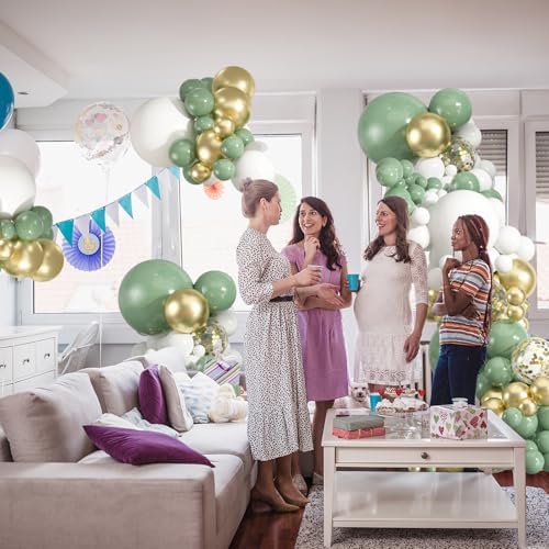 50pcs Sage Green Balloons with Ribbon and Glue