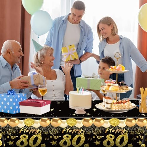Uiorgui 2pcs 80th Birthday Tablecloth Set