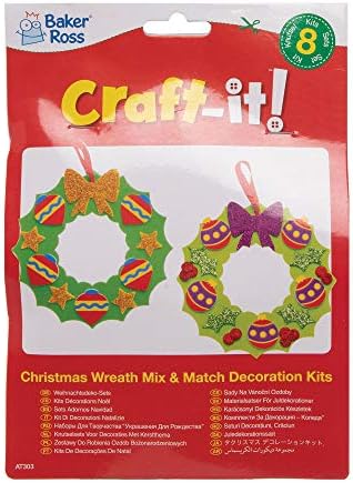 Baker Ross AT303 Christmas Wreath Craft Kits Festive Paper Craft Pack of 8