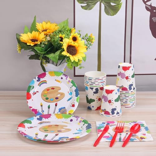 Atonofun Art Party Dinnerware Set for 24