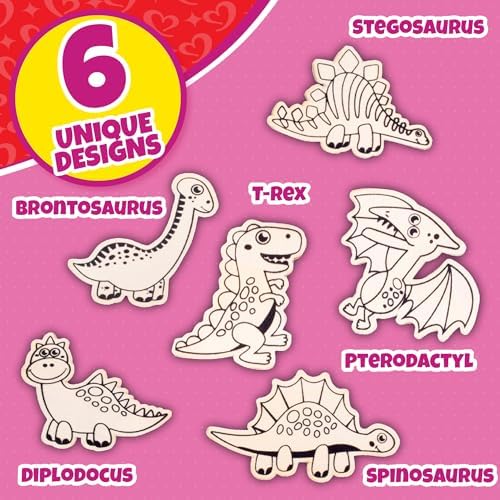 Dinosaur Wood Painting Kit 24 pcs for Kids Party Favors