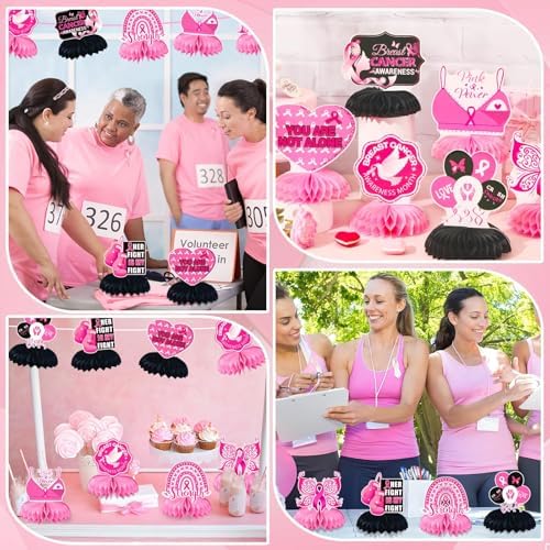 JULMELON Breast Cancer Awareness Honeycomb Centerpieces 8PCS