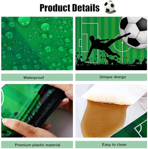 Kochorie 2 Piece Soccer Themed Tablecloth