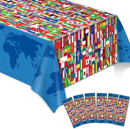6 Pieces International Flag Table Cover for Parties