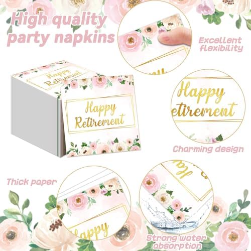 96Pcs Pink Flower Retirement Party Decorations 24 Guests