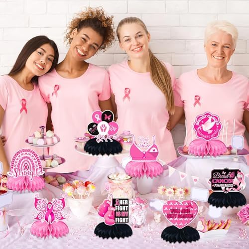 JULMELON Breast Cancer Awareness Honeycomb Centerpieces 8PCS