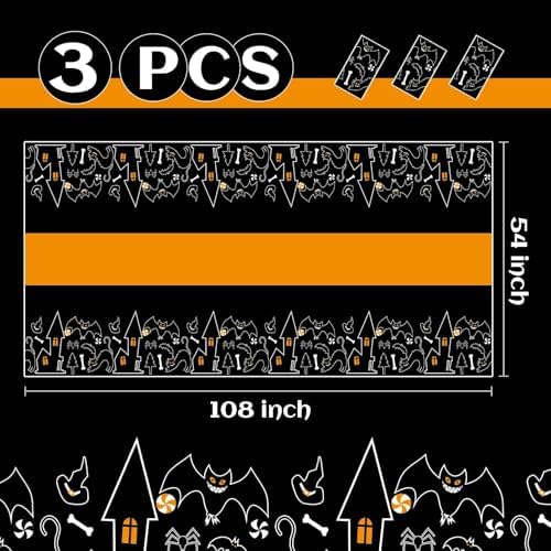 Childom 3 Pack Halloween Tablecloths 54x108 Inches