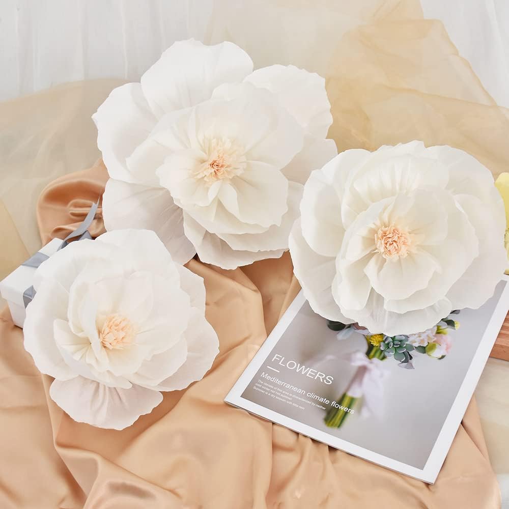 BEISHIDA 6 Piece Paper Flower Decoration Set White