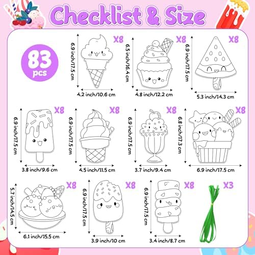 JAPBOR Ice Cream Coloring Craft Kit 83PCS
