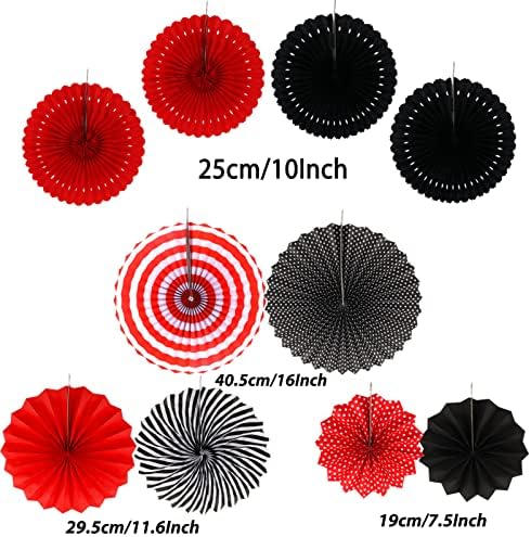 ZERODECO Black and Red Tissue Pom Poms Garland Decor