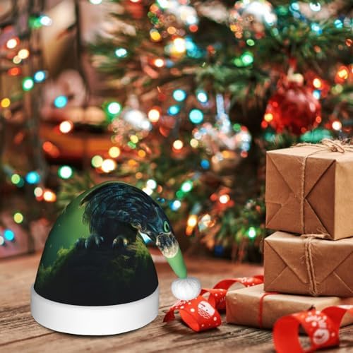 Owl Beliefs Print Santa Hat Plush Funny Adult Christmas Party Headwear