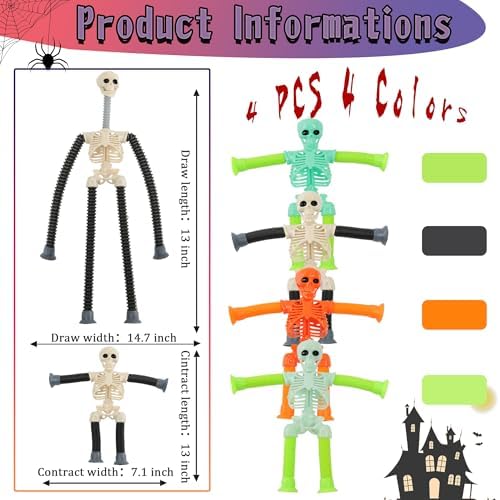 4 Pack Stretchy Skeleton Fidget Toys for Kids
