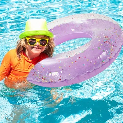 Whaline 3Pcs Purple Glitter Inflatable Swim Rings