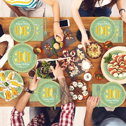 CHUNNIN 96Pcs 30th Birthday Plates Napkins Set for 24 Guests