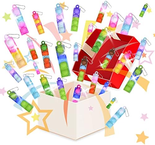 BicMan 75Pcs Mini Pop Keychain Fidget Toys for Kids