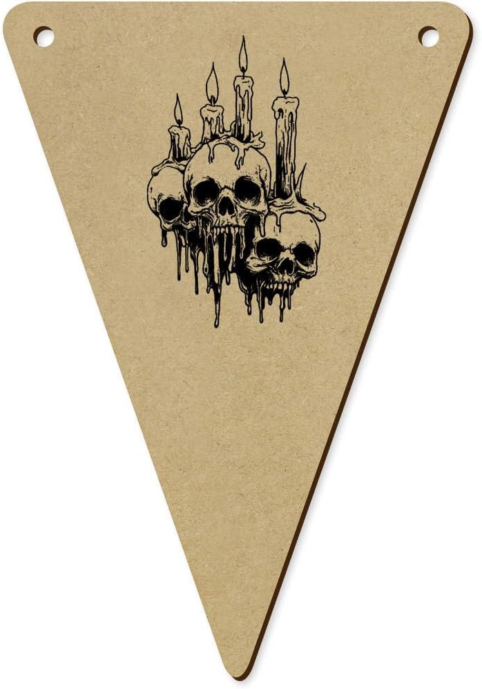 5pcs Melted Candles with Skulls Wooden Bunting Flags
