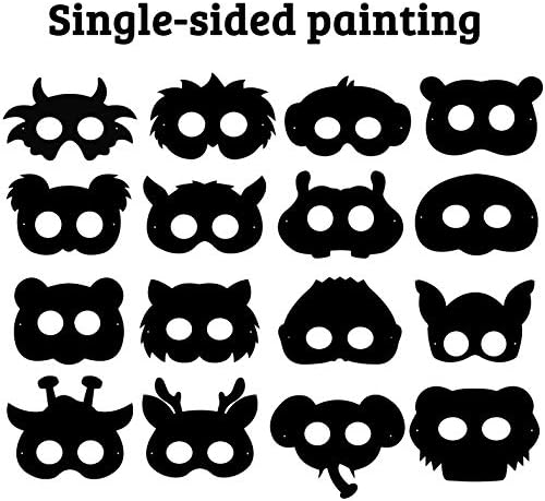 WATINC 32Pcs Scratch Paper Animal Masks DIY Craft Kit