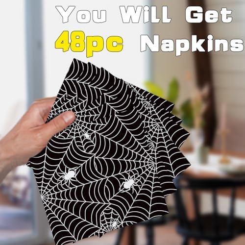 50 Pack Halloween Black Spider Napkins