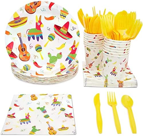 BLUE PANDA 144 Piece Fiesta Dinnerware Set Serves 24