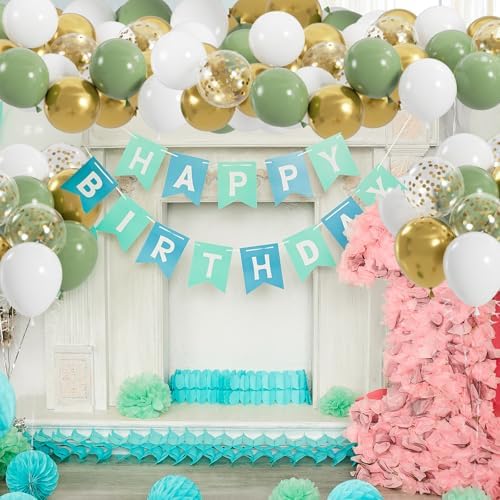 50pcs Sage Green Balloons with Ribbon and Glue