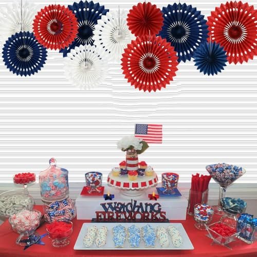 BEISHIDA Patriotic Tissue Paper Fan Garland 11packs