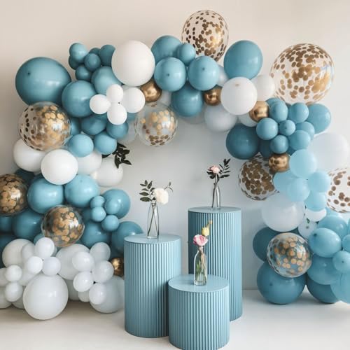 50 Pcs Blue Gold Balloons Set for Party Decorations