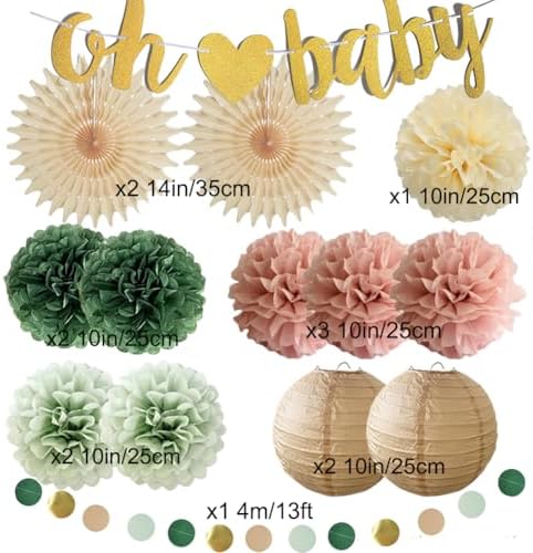 Sage Green and Dusty Pink Baby Shower Decorations
