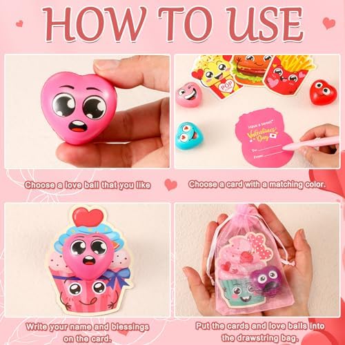 20pcs Valentine Stress Balls with Funny Cards
