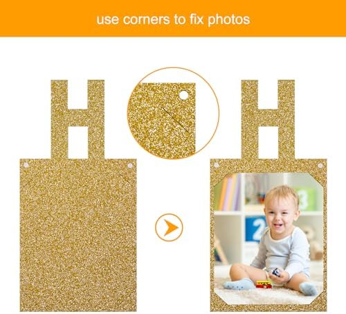 Golden Happy Birthday Photo Banner for Kids and Adults