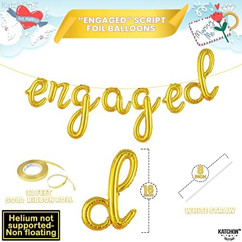 KatchOn Cute Gold Engagement Balloons Letters 10 Feet