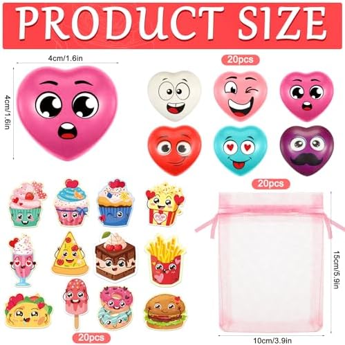 20pcs Valentine Stress Balls with Funny Cards