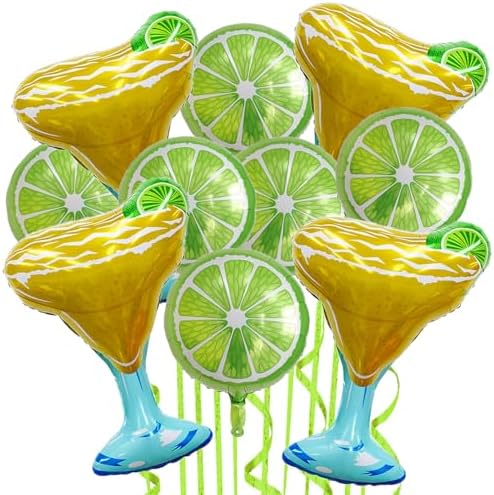 10Pcs Margarita Lime Mylar Balloons Set for Party Decorations