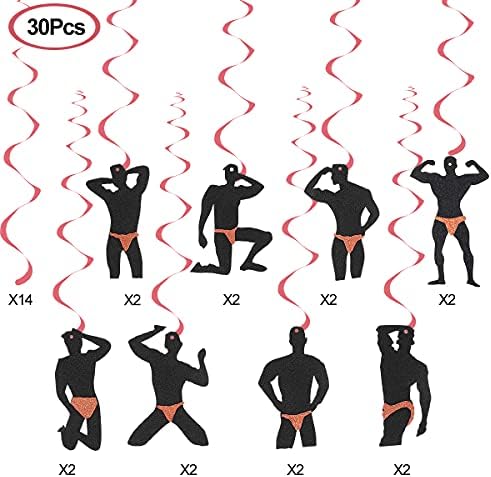 Lnlofen 30Pcs Rose Gold Male Dancer Bachelorette Decor