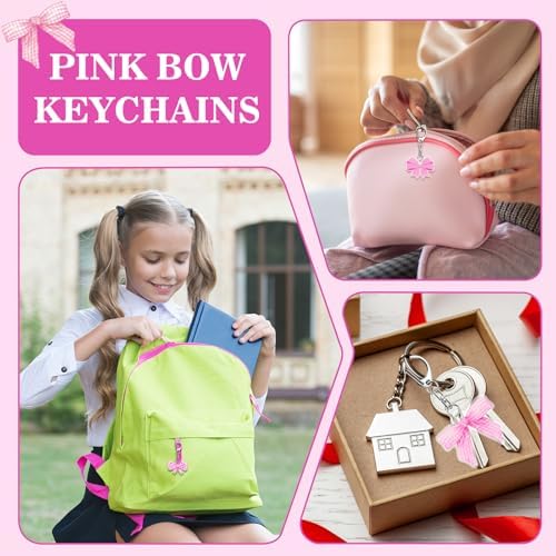 24 Pcs Pink Bow Keychain Party Favors Set