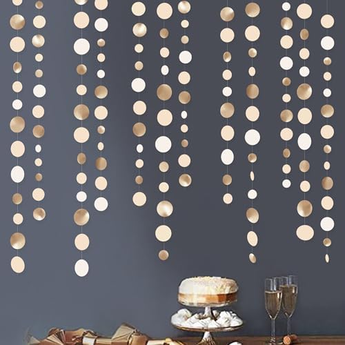 Champagne Gold Circle Dot Garland for Party Decorations